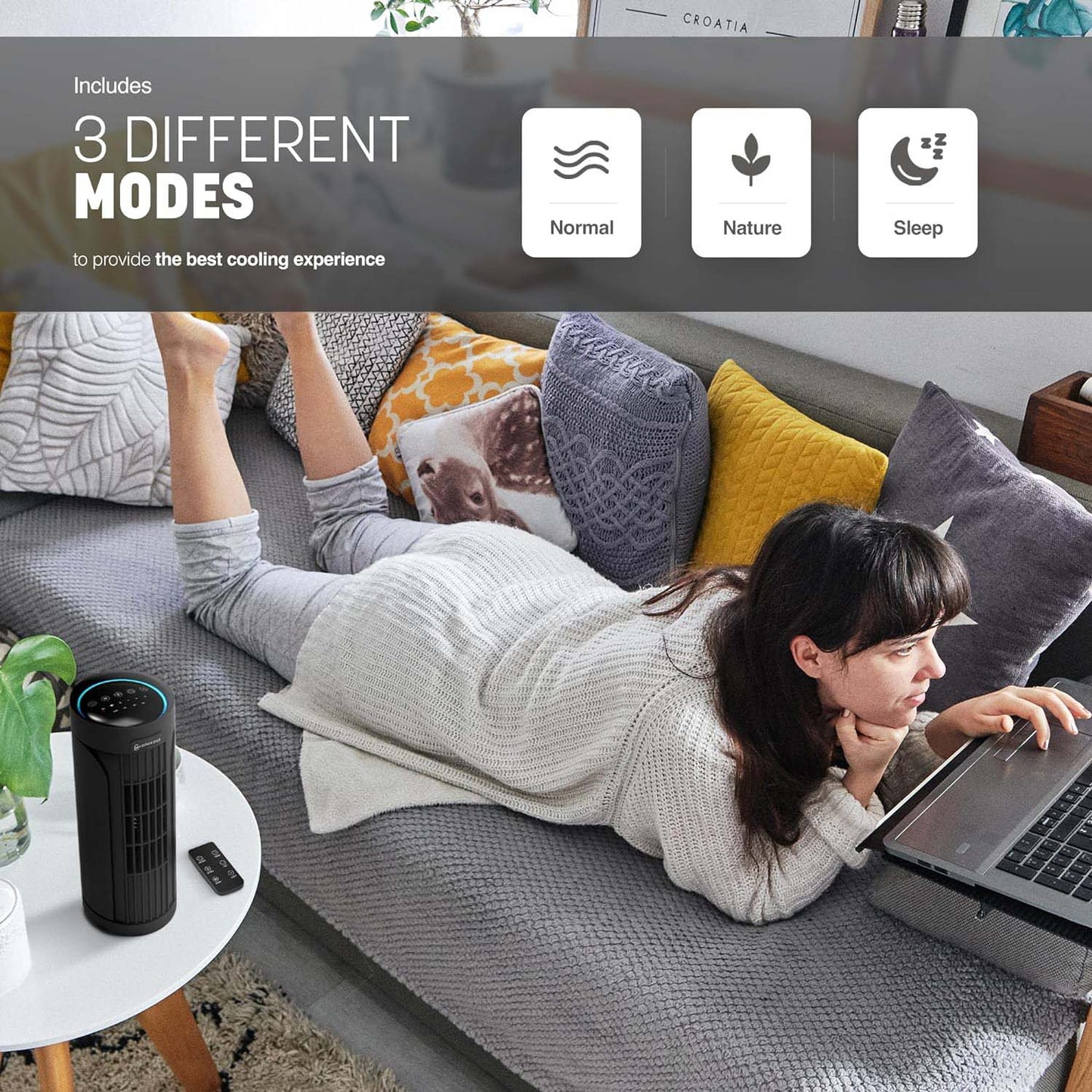 14 Inch LG14-12AR The Silent Tower Fan Table Fan